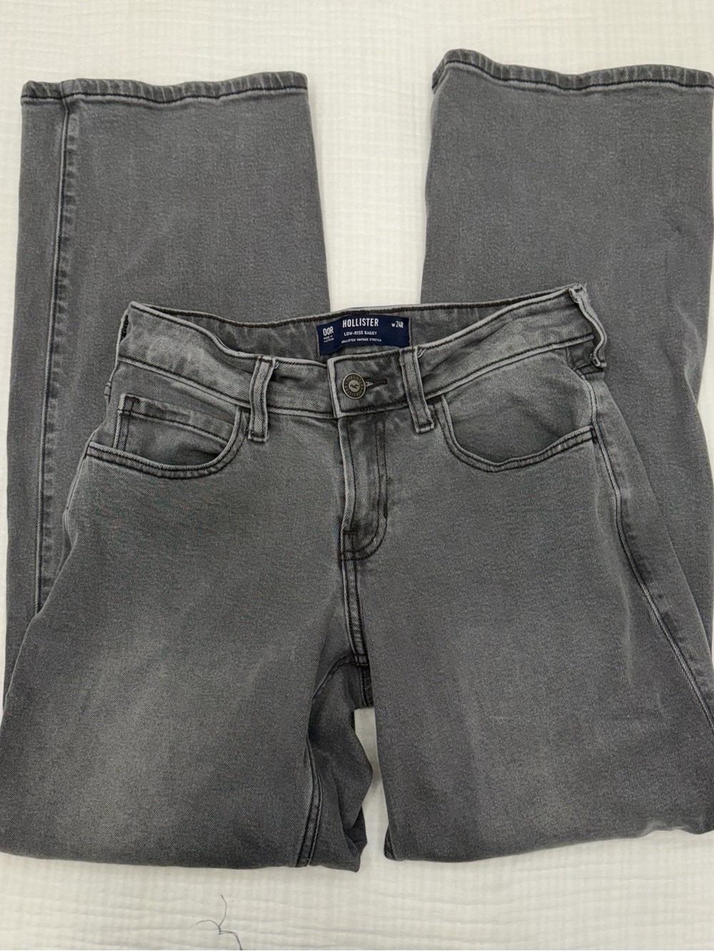 hollister washed gray low rise baggy jeans